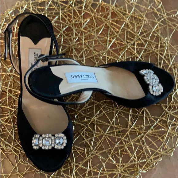 JIMMY CHOO Satin Sling-backs with Rhinestones - Picture 7 of 7